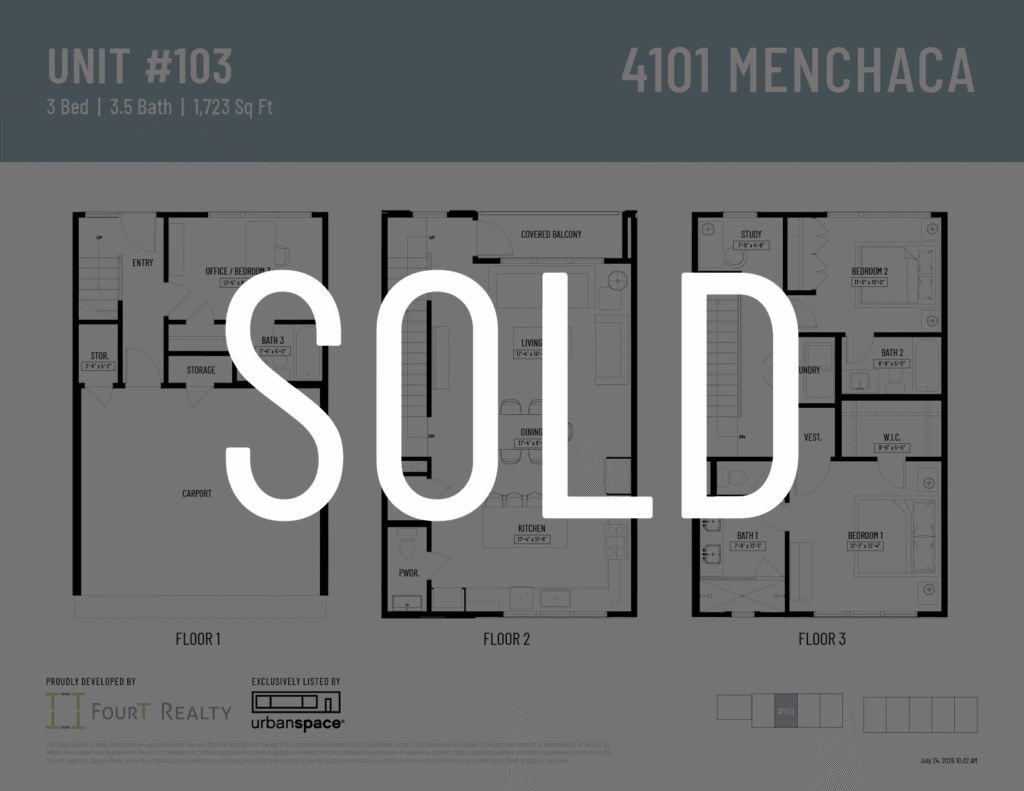 SOLD: Unit 103 floor plan at 4101 Menchaca.