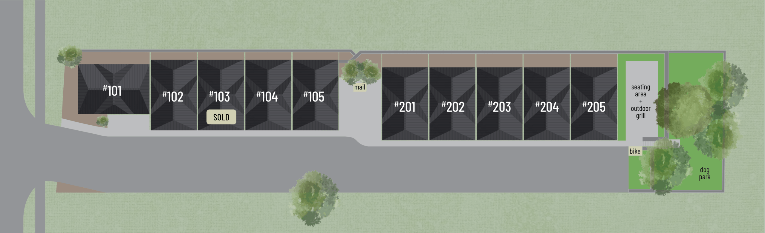 Site plan for 4101 Menchaca with available residences